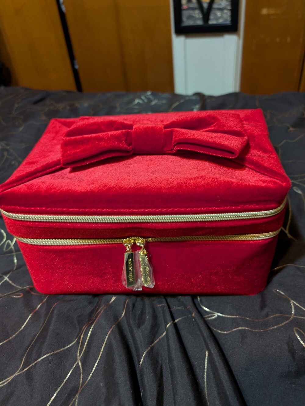 Estee Lauder Red Velvet Cosmetic Case with Gold Hardware